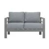 Paris 4 Piece Charcoal Aluminium Sofa Lounge Set - Grey Cushion - Image 14