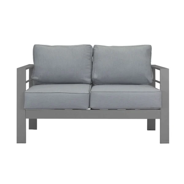 Paris 4 Piece Charcoal Aluminium Sofa Lounge Set - Grey Cushion - Image 14
