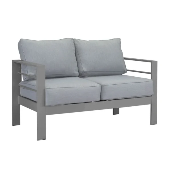 Paris 4 Piece Charcoal Aluminium Sofa Lounge Set - Grey Cushion - Image 15