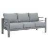 Paris 5 Seater Charcoal Aluminium Sofa Lounge - Grey Cushion - Image 4