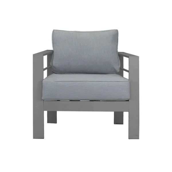 Paris 4 Piece Charcoal Aluminium Sofa Lounge Set - Grey Cushion - Image 16