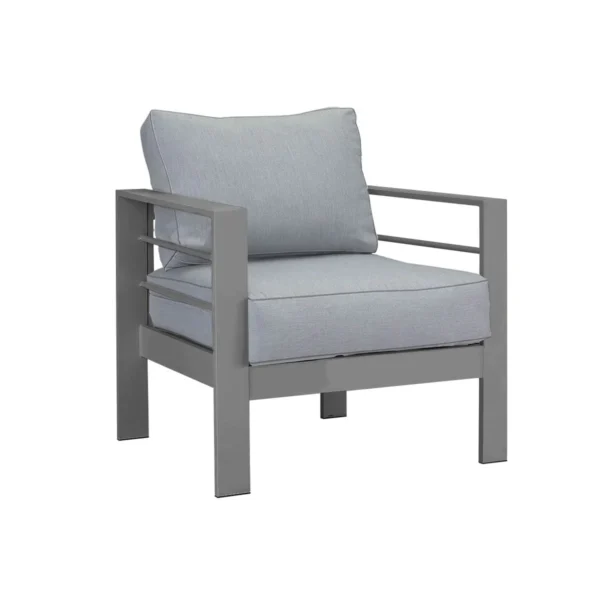Paris 4 Piece Charcoal Aluminium Sofa Lounge Set - Grey Cushion - Image 17
