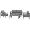 Paris 4 Piece Charcoal Aluminium Sofa Lounge Set - Grey Cushion - Image 11