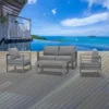 Paris 4 Piece Charcoal Aluminium Sofa Lounge Set - Grey Cushion - Image 13