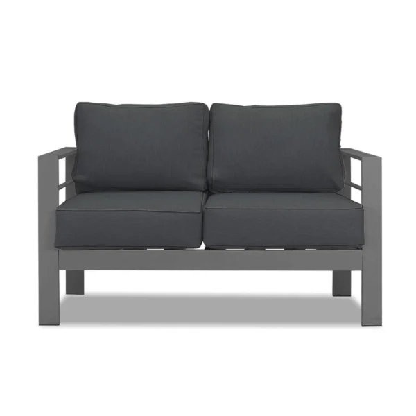 Paris 4 Piece Charcoal Aluminium Sofa Lounge Set - Dark Grey Cushion - Image 6