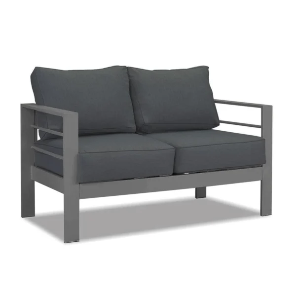 Paris 4 Piece Charcoal Aluminium Sofa Lounge Set - Dark Grey Cushion - Image 7