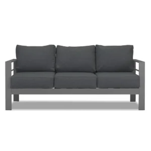 Paris 3 Seater Charcoal Aluminium Outdoor Sofa Lounge with Arms - Dark Grey Cushion