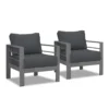 Paris Single Seater Charcoal Aluminium Outdoor Sofa Lounge with Arms - Dark Grey Cushion (Set of 2) - Image 5
