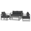Paris 4 Piece Charcoal Aluminium Sofa Lounge Set - Dark Grey Cushion - Image 3