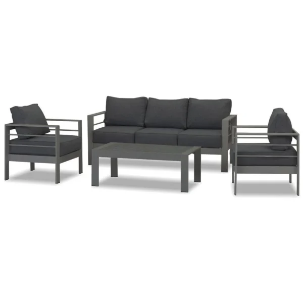 Paris 5 Seater Charcoal Aluminium Sofa Lounge Set - Dark Grey Cushion - Image 10
