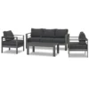 Paris 5 Seater Charcoal Aluminium Sofa Lounge Set - Dark Grey Cushion