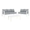 Paris 5 Seater White Aluminium Sofa Lounge Suite - Grey Cushion