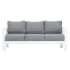 Paris 3 Seater White Aluminium Outdoor Sofa Lounge with Arms - Grey Cushion
