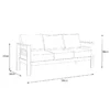 Paris 3 Seater White Aluminium Outdoor Sofa Lounge with Arms - Grey Cushion - Image 4