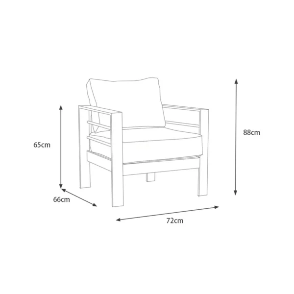Paris 4 Piece White Aluminium Sofa Lounge Set - Light Grey Cushion - Image 8
