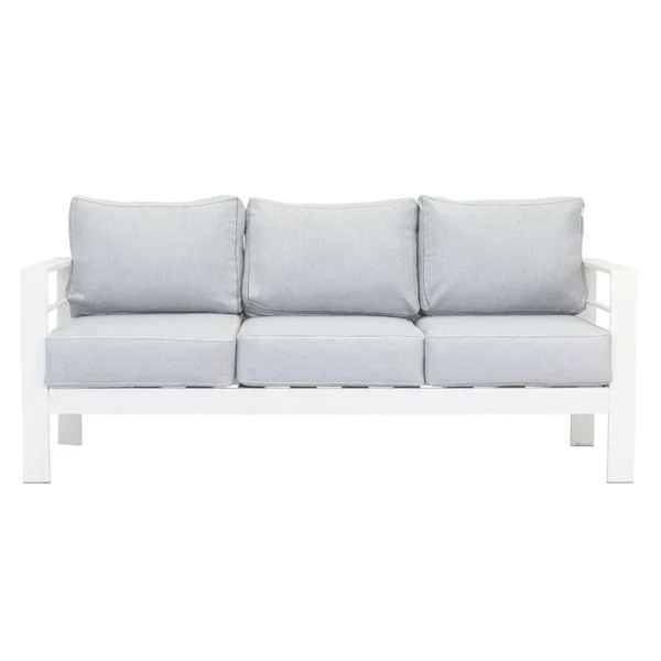 Paris 5 Seater White Aluminium Sofa Lounge Suite - Light Grey Cushion - Image 10