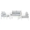 Paris 4 Piece White Aluminium Sofa Lounge Set - Light Grey Cushion - Image 10