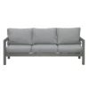 Manly 3 Seater Charcoal Aluminium Outdoor Sofa Lounge with Arms - Grey Cushion - Image 2