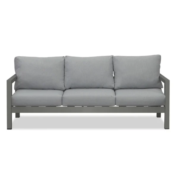 Manly 5 Seater Charcoal Aluminium Sofa Lounge Set - Grey Cushion - Image 6