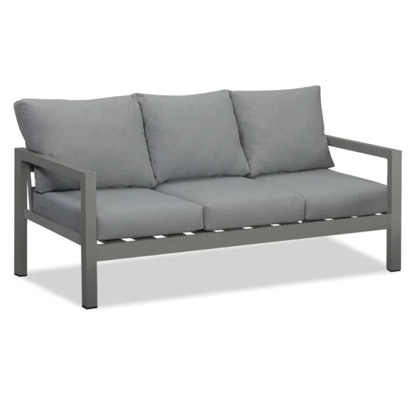 Manly 5 Seater Charcoal Aluminium Sofa Lounge Set - Grey Cushion - Image 7