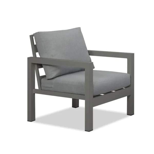 Manly 5 Seater Charcoal Aluminium Sofa Lounge Set - Grey Cushion - Image 8