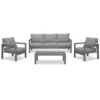 Manly 5 Seater Charcoal Aluminium Sofa Lounge Set - Grey Cushion - Image 9