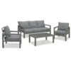Manly 5 Seater Charcoal Aluminium Sofa Lounge Set - Grey Cushion - Image 10