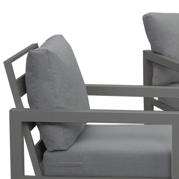 Manly 5 Seater Charcoal Aluminium Sofa Lounge Set - Grey Cushion - Image 11