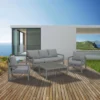 Manly 5 Seater Charcoal Aluminium Sofa Lounge Set - Grey Cushion - Image 12