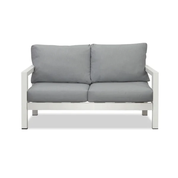 Manly 4 Seater White Aluminium Sofa Lounge Set - Grey Cushion - Image 13