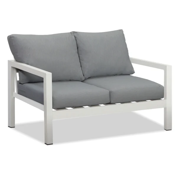 Manly 4 Seater White Aluminium Sofa Lounge Set - Grey Cushion - Image 14