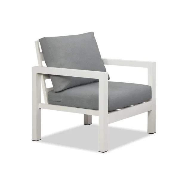 Manly 4 Seater White Aluminium Sofa Lounge Set - Grey Cushion - Image 15