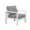 Manly Single Seater White Aluminium Outdoor Sofa Lounge with Arms - Grey Cushion (Set of 2) - Image 2