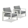 Manly Single Seater White Aluminium Outdoor Sofa Lounge with Arms - Grey Cushion (Set of 2) - Image 3