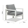 Manly Single Seater White Aluminium Outdoor Sofa Lounge with Arms - Grey Cushion (Set of 2) - Image 4