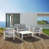 Manly 4 Seater White Aluminium Sofa Lounge Set - Grey Cushion - Image 11