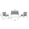Manly 4 Seater White Aluminium Sofa Lounge Set - Grey Cushion - Image 12