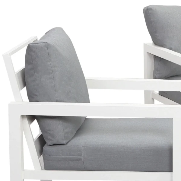Manly 4 Seater White Aluminium Sofa Lounge Set - Grey Cushion - Image 16