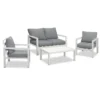 Manly 4 Seater White Aluminium Sofa Lounge Set - Grey Cushion - Image 2