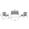Manly 4 Seater White Aluminium Sofa Lounge Set - Grey Cushion - Image 4