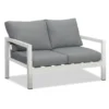 Manly 4 Seater White Aluminium Sofa Lounge Set - Grey Cushion - Image 5