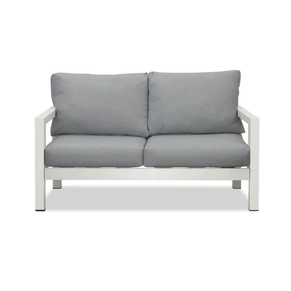 Manly 4 Seater White Aluminium Sofa Lounge Set - Grey Cushion - Image 8