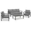 Manly 5 Seater Charcoal Aluminium Sofa Lounge Set - Grey Cushion
