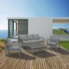 Manly 5 Seater Charcoal Aluminium Sofa Lounge Set - Grey Cushion - Image 3