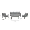 Manly 5 Seater Charcoal Aluminium Sofa Lounge Set - Grey Cushion - Image 4