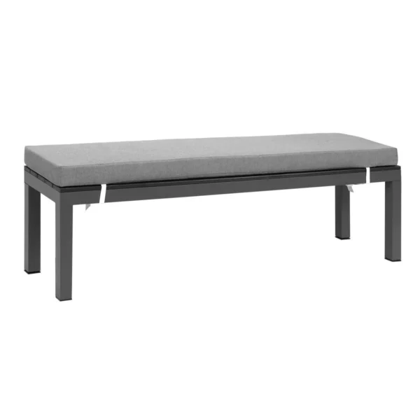 Manly Charcoal Aluminium Outdoor faux wood Top Bench with Grey Cushion (Set of Two) - Image 2