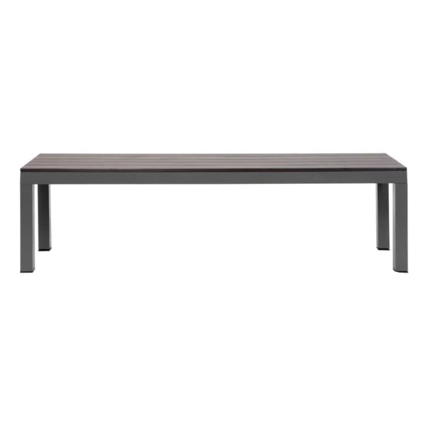 Manly Charcoal Aluminium Outdoor faux wood Top Bench with Grey Cushion (Set of Two) - Image 3