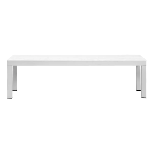 Manly White Aluminium Outdoor Faux wood Top Bench with Grey Cushion (Set of Two) - Image 4