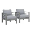 Paris 4 Piece Charcoal Aluminium Sofa Lounge Set - Grey Cushion - Image 19