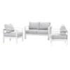 Paris 4 Seater White Aluminium Sofa Lounge - Light Grey Cushion - Image 2